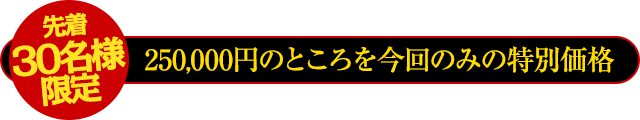 先着30名様限定!250,000円のところを今回のみ90%OFF