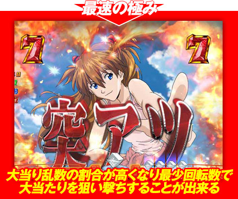 【最速の極み】大当り乱数の割合が高くなり、最少回転数で大当りを狙い撃ちすることが出来る!