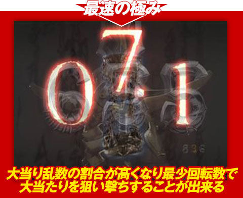 【最速の極み】大当り乱数の割合が高くなり、最少回転数で大当りを狙い撃ちすることが出来る!