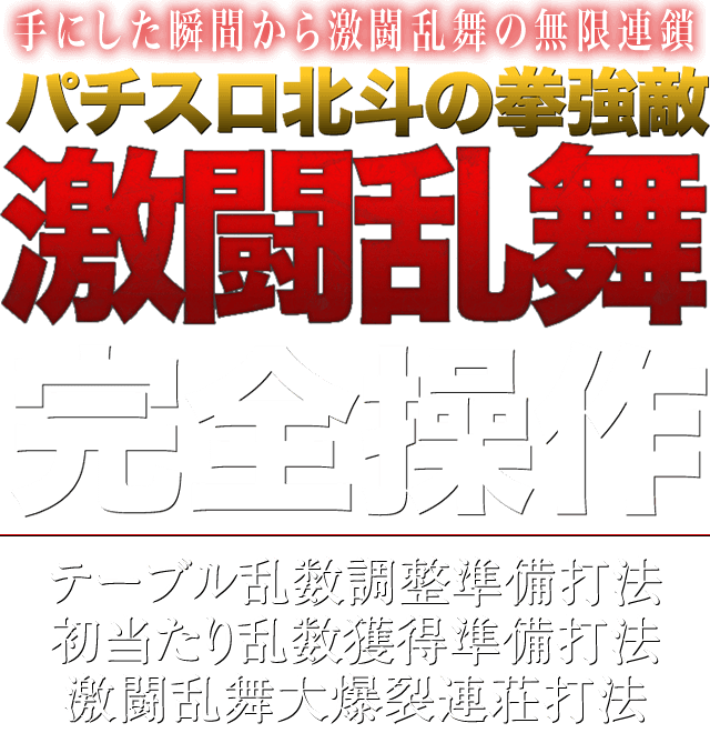 手にした瞬間から激闘乱舞の無限連鎖「パチスロ北斗の拳 強敵」激闘乱舞完全操作!テーブル乱数調整準備打法&初当たり乱数獲得準備打法&激闘乱舞大爆裂連荘打法