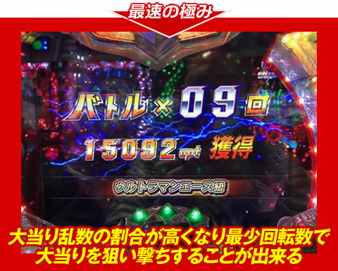 【最速の極み】大当り乱数の割合が高くなり、最少回転数で大当りを狙い撃ちすることが出来る!
